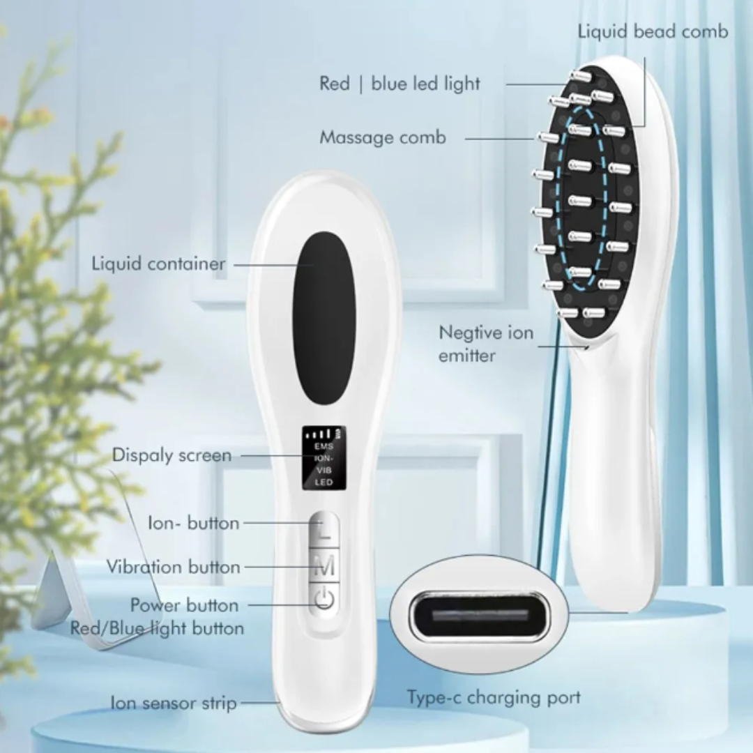GlowGrow Pro™ - 6in1 LED Laser Comb Massager for Hair Growth